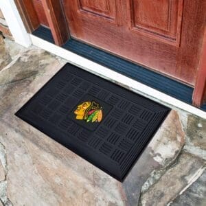 Chicago Blackhawks Heavy Duty Vinyl Medallion Door Mat - 19.5in. x 31in.-11466