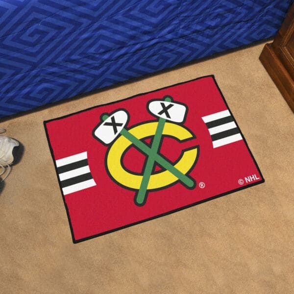 Chicago Blackhawks Starter Mat Accent Rug - 19in. x 30in. Uniform Alternate Design-31931