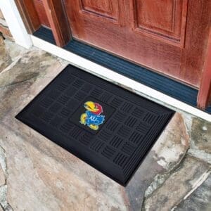 Kansas Jayhawks Heavy Duty Vinyl Medallion Door Mat - 19.5in. x 31in.-11359