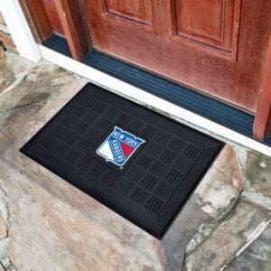 New York Rangers Heavy Duty Vinyl Medallion Door Mat - 19.5in. x 31in.-11476