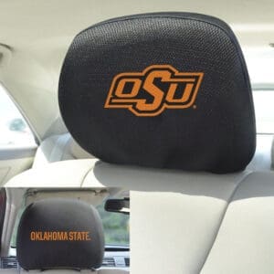 Oklahoma State Cowboys Embroidered Head Rest Cover Set - 2 Pieces-12591