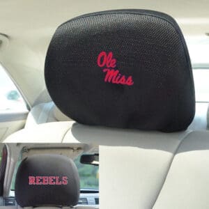 Ole Miss Rebels Embroidered Head Rest Cover Set - 2 Pieces-12584