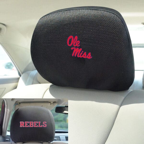 Ole Miss Rebels Embroidered Head Rest Cover Set - 2 Pieces-12584