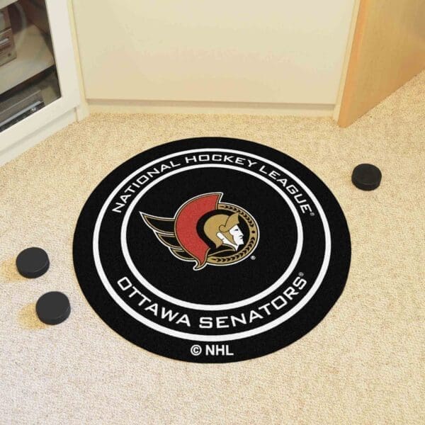 Ottawa Senators Hockey Puck Rug - 27in. Diameter-10277