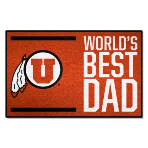 NCAA - University of Utah Utes - Starter Mat Accent Rug - 19in. x 30in. World's Best Dad Starter Mat - Image 2