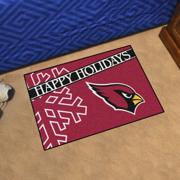 Arizona Cardinals Starter Mat Accent Rug - 19in. x 30in. Happy Holidays Starter Mat-17622