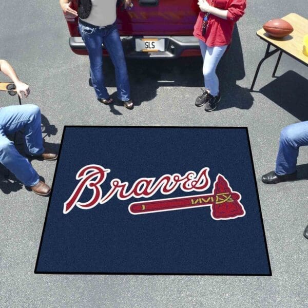 Atlanta Braves "Braves" Script Logo Tailgater Rug - 5ft. x 6ft.-6433