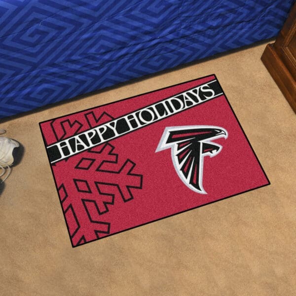 Atlanta Falcons Starter Mat Accent Rug - 19in. x 30in. Happy Holidays Starter Mat-17623