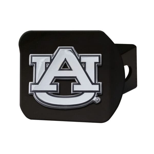 NCAA - Auburn University Tigers - Black Metal Hitch Cover with Metal Chrome 3D Emblem - Image 2