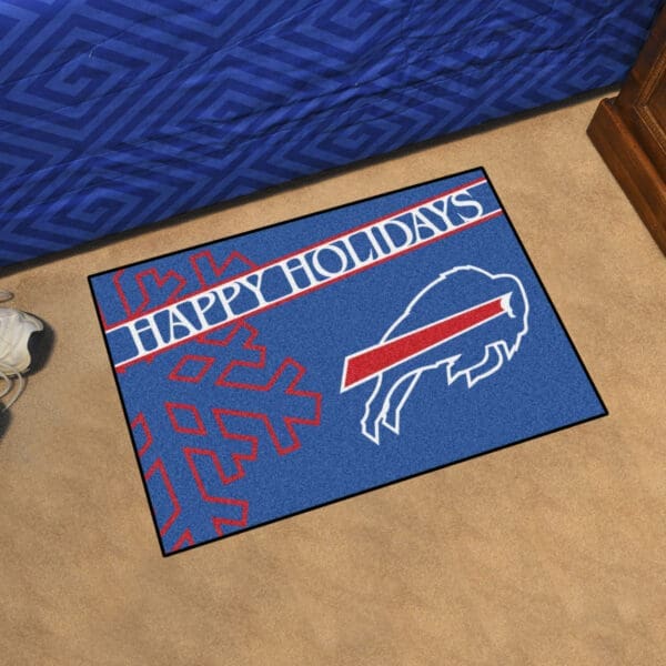 Buffalo Bills Starter Mat Accent Rug - 19in. x 30in. Happy Holidays Starter Mat-17626