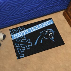 Carolina Panthers Starter Mat Accent Rug - 19in. x 30in. Happy Holidays Starter Mat-17627