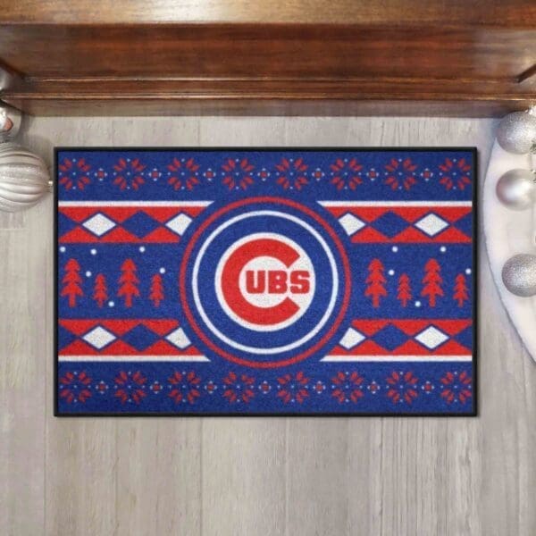 Chicago Cubs Holiday Sweater Starter Mat Accent Rug - 19in. x 30in.-26393