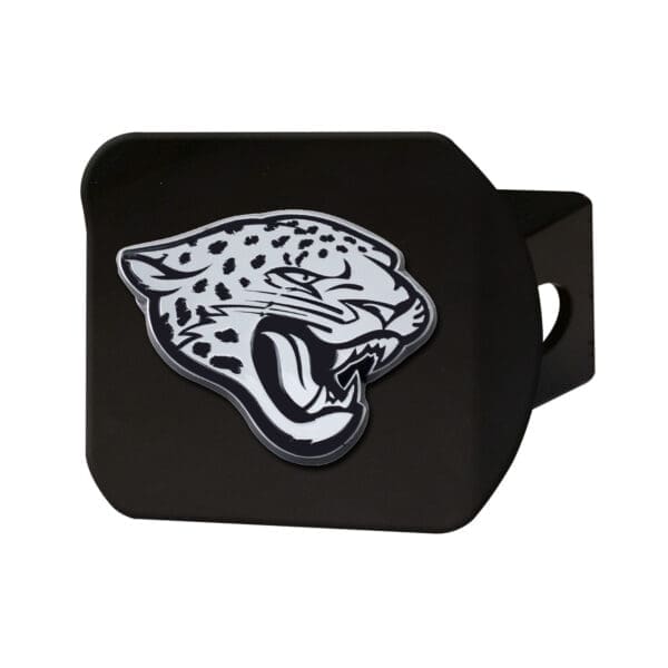 NFL - Jacksonville Jaguars - Black Metal Hitch Cover with Metal Chrome 3D Emblem - Image 2