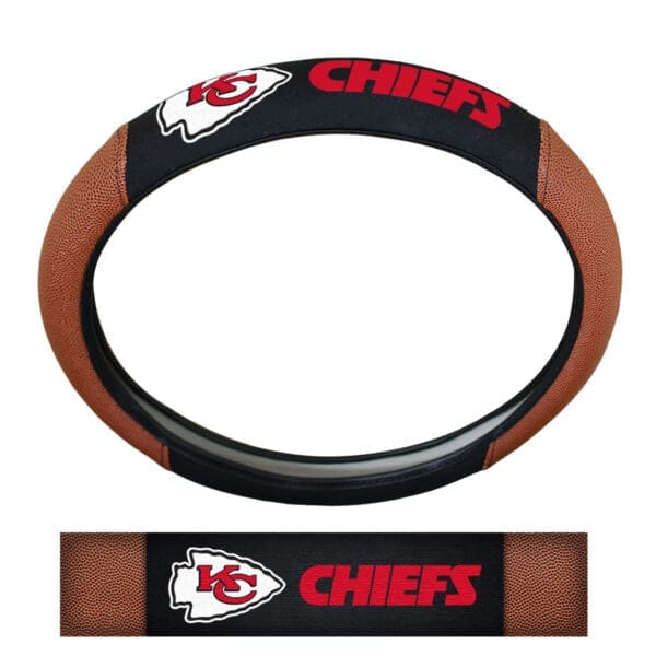 NFL - Kansas City Chiefs - Football Grip Steering Wheel Cover 15" Diameter - Image 2