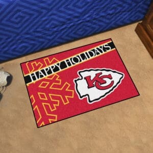 Kansas City Chiefs Starter Mat Accent Rug - 19in. x 30in. Happy Holidays Starter Mat-17638