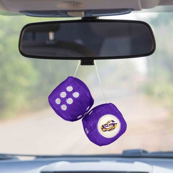 LSU Tigers Team Color Fuzzy Dice Décor 3" Set-32012