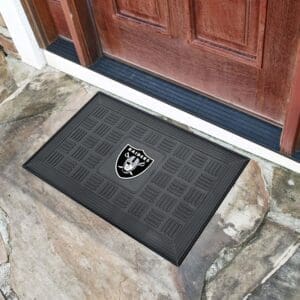 Las Vegas Raiders Heavy Duty Vinyl Medallion Door Mat - 19.5in. x 31in.-11461