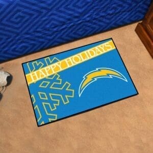 Los Angeles Chargers Starter Mat Accent Rug - 19in. x 30in. Happy Holidays Starter Mat-17648