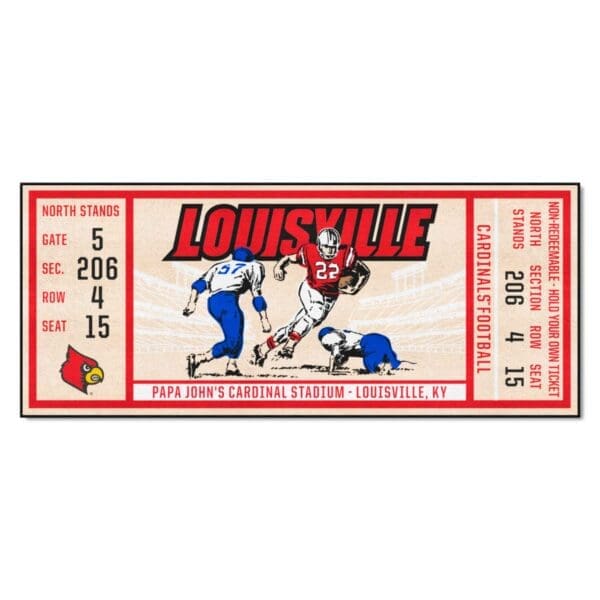 NCAA - University of Louisville Cardinals - Ticket Runner Rug - 30in. x 72in. - Image 2