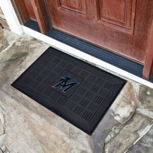 Miami Marlins Heavy Duty Vinyl Medallion Door Mat - 19.5in. x 31in.-11299