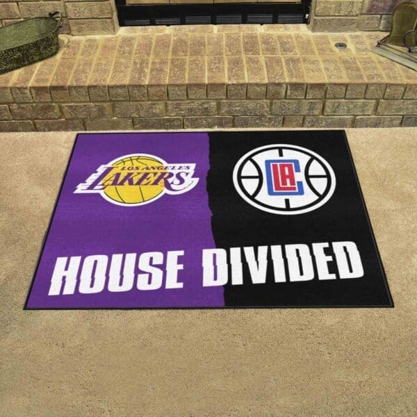 NBA House Divided - LA Lakers / Clipers House Divided Rug - 34 in. x 42.5 in.-33479
