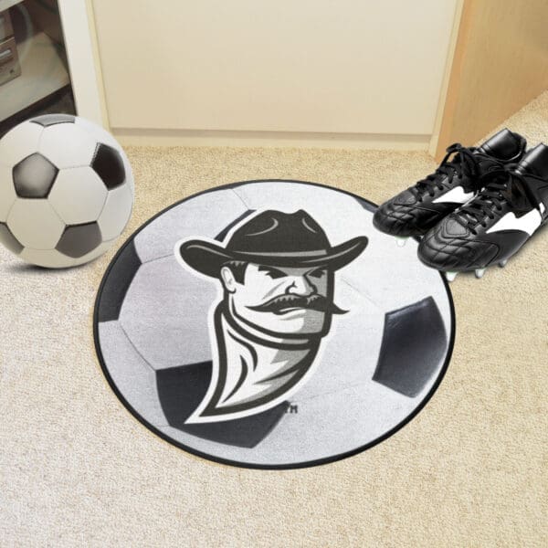 New Mexico State Lobos Soccer Ball Rug - 27in. Diameter-4225
