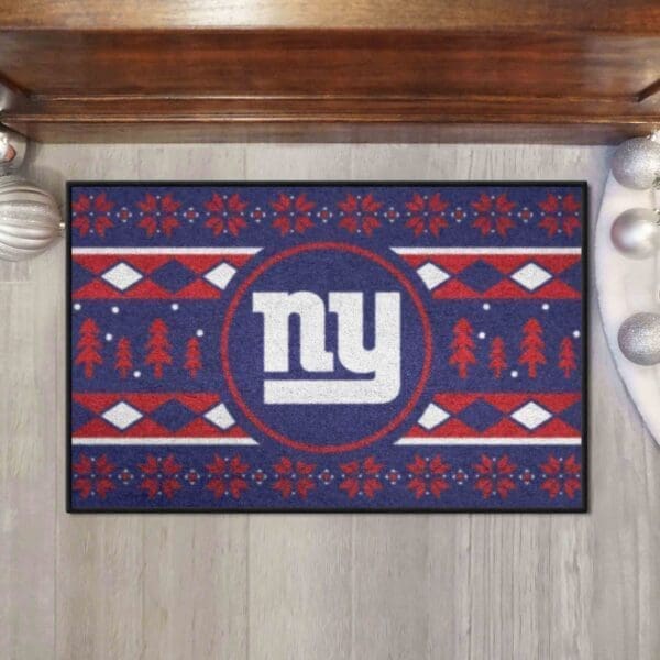 New York Giants Holiday Sweater Starter Mat Accent Rug - 19in. x 30in.-26210