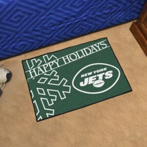 New York Jets Starter Mat Accent Rug - 19in. x 30in. Happy Holidays Starter Mat-17644