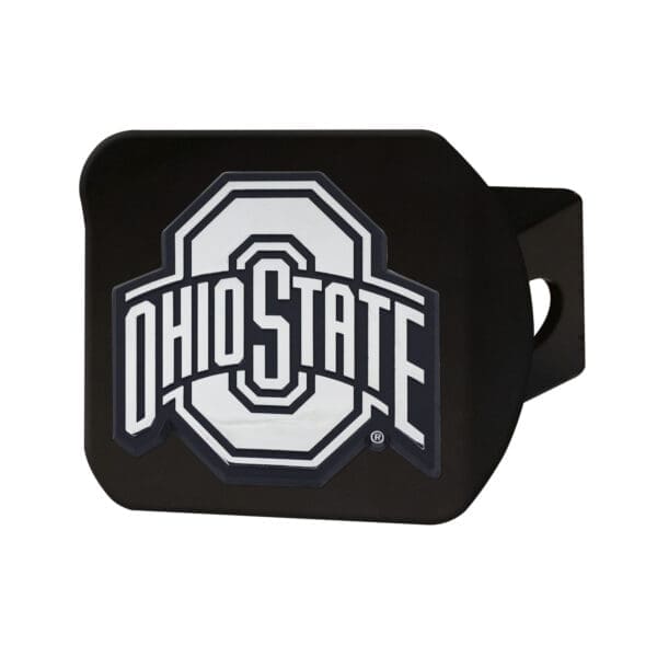 NCAA - Ohio State University Buckeyes - Black Metal Hitch Cover with Metal Chrome 3D Emblem - Image 2