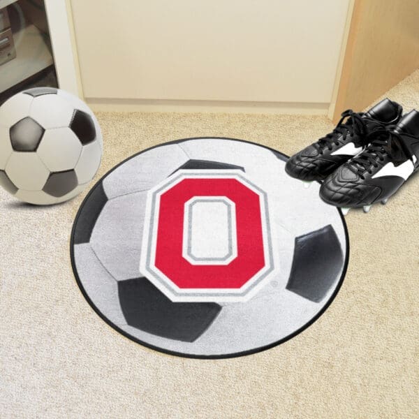 Ohio State Buckeyes Soccer Ball Rug - 27in. Diameter-36436