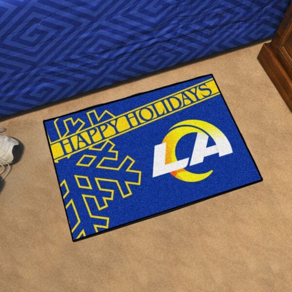 Seattle Seahawks Starter Mat Accent Rug - 19in. x 30in. Happy Holidays Starter Mat-17651
