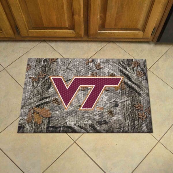 Virginia Tech Hokies Rubber Scraper Door Mat Camo-20779
