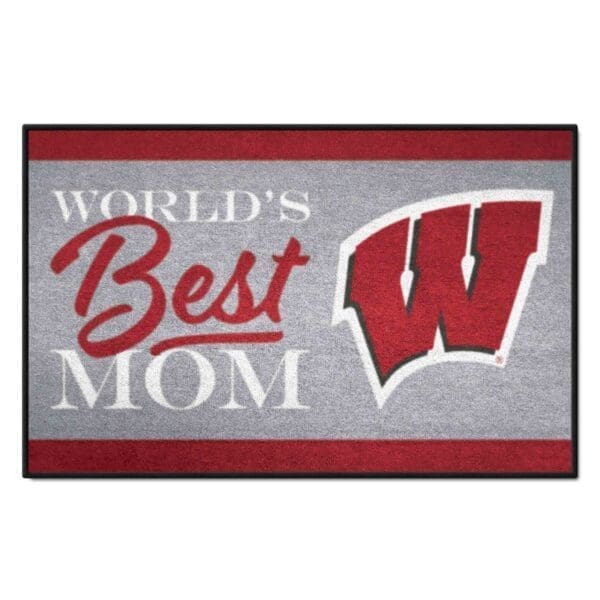NCAA - University of Wisconsin Badgers - World's Best Mom Starter Mat Accent Rug - 19in. x 30in. - Image 2